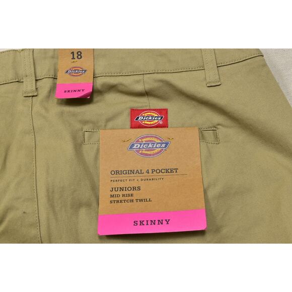 Dickies Juniors Skinny Jeans Plus Size 18 Khaki Pants Cotton Blend NEW - Picture 7 of 8